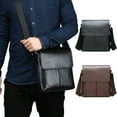 thumbnail image 1 of JVBTVB Men's PU Leather Crossbody Bag Shoulder Bag for Men Lightweight Messenger Bag Adjustable Strap Travel Work Daily Use 9.8x9.1x2in Brown Black, 1 of 7