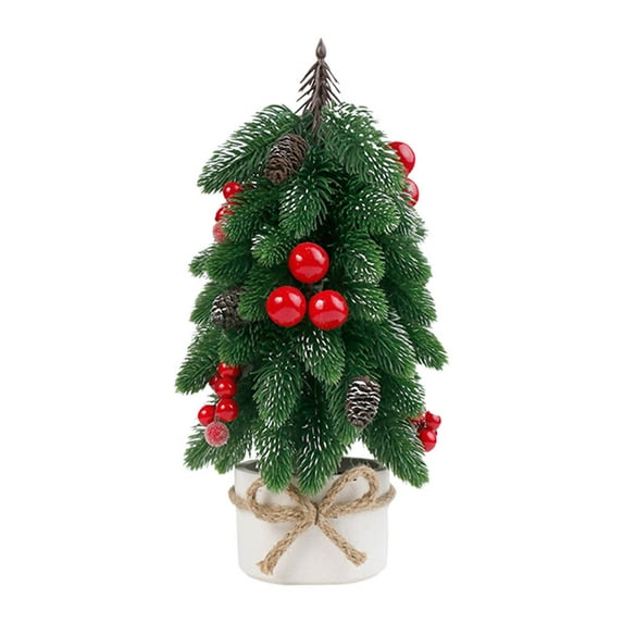 JVBTVB Mini Christmas Tree 10 Inch with Ornaments & Lights, Artificial Tabletop Potted Plant for Home Office Desktop Christmas Decorations, Festive Party Ornament Centerpiece