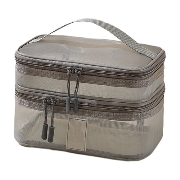 JVBTVB Multi-Layer Mesh Toiletry Bag for Travel, Large Capacity Cosmetic Organizer with Hanging Hook, Clear Dopp Kit for Toiletries, Portable Sundry Storage for Business Trip, 8.7 x 6.3 x 5.5 Inches