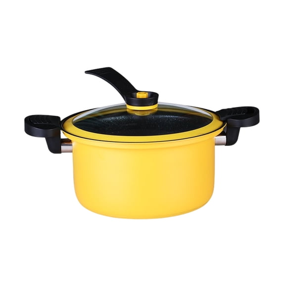 JVBTVB Nonstick Aluminum Stock Pot with Lid, 10 Inch Micro Pressure Cooking Pot for Soups, Stews, Pasta, Induction Compatible, Cool-Touch Handle, Large Capacity