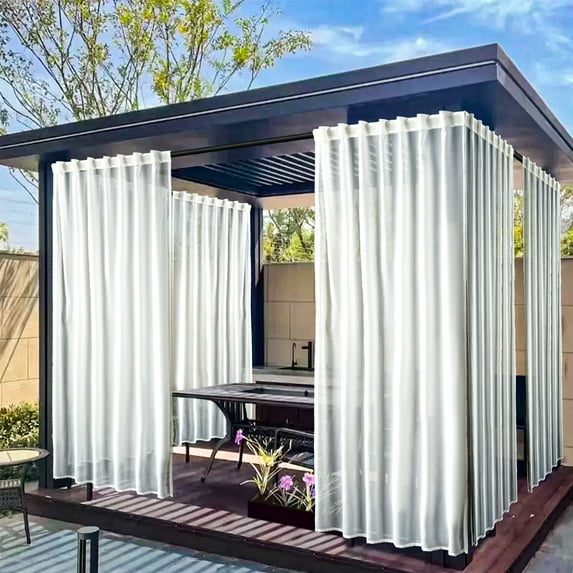 JVBTVB Outdoor Curtain Waterproof Transparent for Patio Terrace, 84x52in with Metal Hooks, Durable Easy to Clean Shade Ventilation