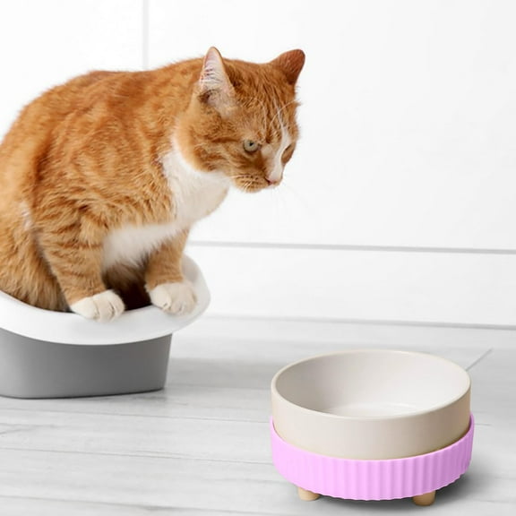 JVBTVB Pet Bowl Warmer, Ceramic Heated Pet Food and Water Bowl with Elevated Stand for Cats and Dogs, Automatic Temperature Control for Winter Feeding and Drinking Comfort
