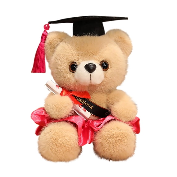 JVBTVB PhD Bear Plush Toy with Cap, Soft Graduation Teddy Bear, Doctoral Degree Gift for Graduate Students, Friends & Family, 7-Inch Stuffed Animal for Display & Decoration