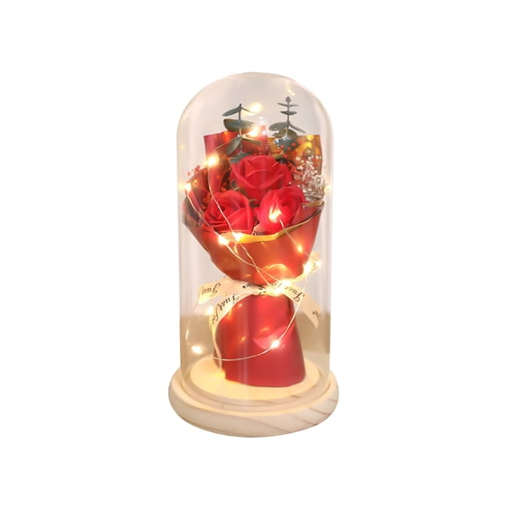JVBTVB Preserved Flower Lamp Valentine'S Day Decor, Romantic Mini Ambient Light For Home Bedroom, Battery Operated Led Floral Table Light For Birthday & Christmas Gifts