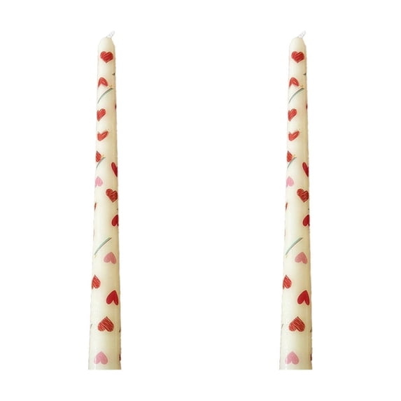 JVBTVB Printed Unscented Long Taper Candles for Wedding & Candlelight Dinner Decoration, 2-Pack 9.84 Inch Decorative Candles