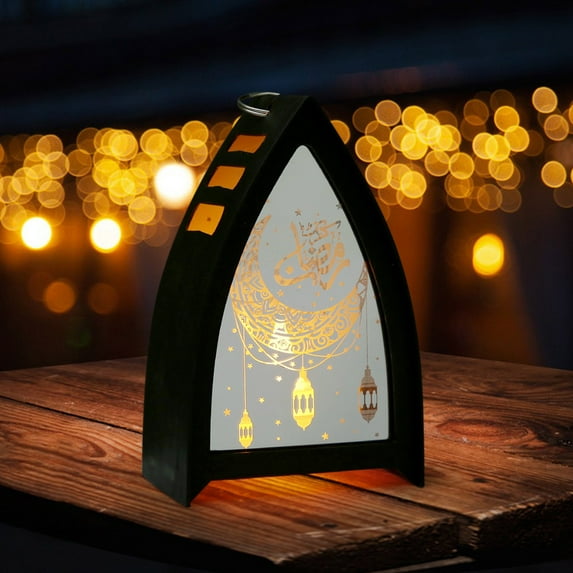 JVBTVB Ramadan LED Wind Lantern Candle Holder – Decorative Wooden & Plastic Night Light for Home, 6"x2. 5"x3.75", Festive Mood Lighting for Eid & Holiday Season