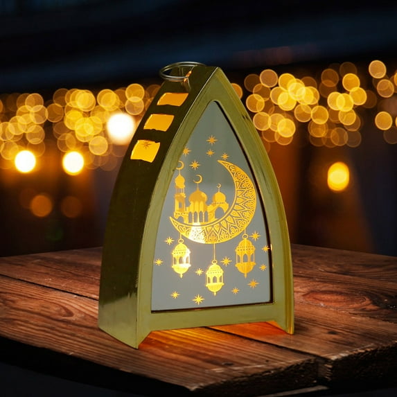 JVBTVB Ramadan LED Wind Lantern Candle Holder – Decorative Wooden & Plastic Night Light for Home, 6"x2. 5"x3.75", Festive Mood Lighting for Eid & Holiday Season