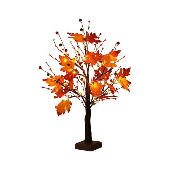 JVBTVB Red Fruit Maple Leaf Tree Light LED Thanksgiving Decoration for Indoor Home, Party & Festival, USB Powered Festive Luminous Tree with Warm Glow, Plastic FallOrnament