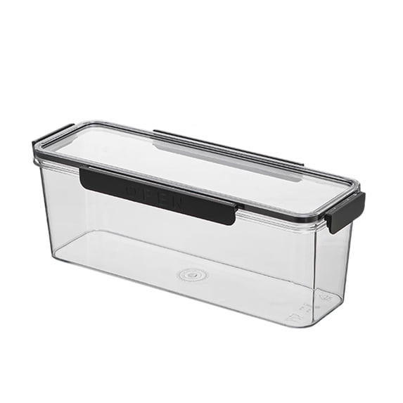 JVBTVB Refrigerator Organizer Storage Box, Long Clear Plastic Food Grade Container for Kitchen Pantry Organization, Airtight Lid, Fridge & Freezer Bins (12. 17x4.25 in)