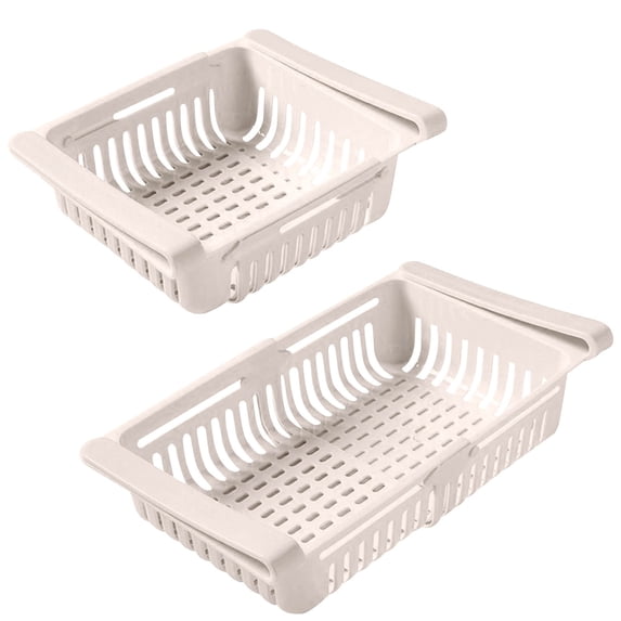 JVBTVB Refrigerator Storage Rack Pull-out Organizer with Side Clips - Food Grade Plastic Adjustable Shelf for Maximizing Fridge Space and Organizing Vegetables Fruits Condiments