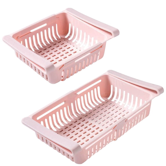 JVBTVB Refrigerator Storage Rack Pull-out Organizer with Side Clips - Food Grade Plastic Adjustable Shelf for Maximizing Fridge Space and Organizing Vegetables Fruits Condiments