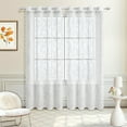 thumbnail image 1 of JVBTVB Semi Sheer Lace Curtains 39x79 Inch Vintage Grommet Top Polyester Drapes for Bedroom Living Room, White, 1 of 6