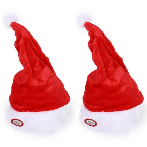 JVBTVB Singing Dancing Christmas Hat with Music Swinging Motion  2-Pack Animated Santa Hats for Holiday Parties, Festive Wear, Battery Operated