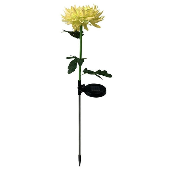JVBTVB Solar Powered LED Chrysanthemum Flower Stake Lights for Outdoor Garden, 31.5 Inch Tall Stainless Steel Decorative Lawn Lights, Auto On/Off