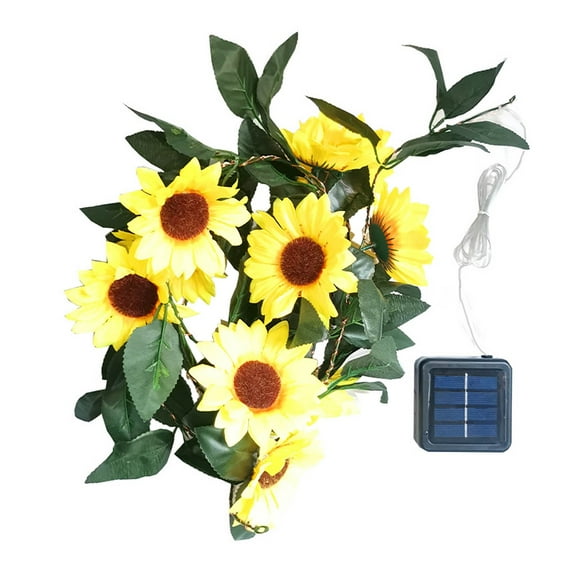 JVBTVB Solar Sunflower String Lights  13ft Solar Powered Outdoor Garden Lights with Rattan Vine Design, Weather Resistant LED Holiday Decor for Patio, Yard, Wedding & Party