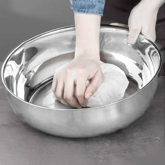 JVBTVB Stainless Steel Extra Large Mixing Bowl with Flat Bottom for Kneading Dough, Baking and Cooking, 12. 6 Inch Thickened Multifunctional Basin