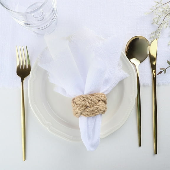 JVBTVB Tassel Cotton Napkins for Western Dining Table Setting, Wrinkle Texture Decorative Napkin Cloth 16.5x16.5 Inches