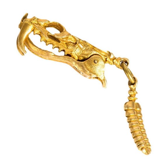 JVBTVB Toys, Snake Skull Rattlesnake Tail Keychain Vintage Old Pendant Brass Metal Accessory PendantHoliday Gifts