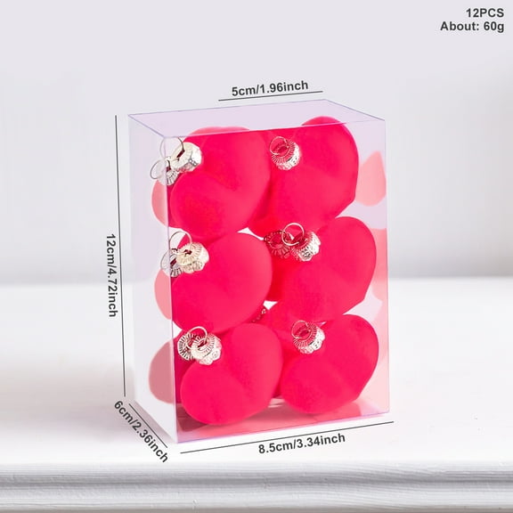 JVBTVB Valentine'S Day Decorations Heart Ornaments, 12Pcs Red Love Shape Hanging Balls For Tree, Home, Party, Wedding, Anniversary
