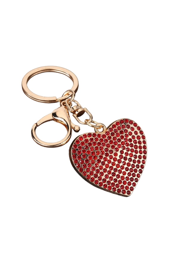 Valentine'S Day Gift - Heart Rhinestone Keychain For Women, Sparkling Red Crystal Heart Shape Metal Keychain For Girlfriend, Anniversary, Birthday Gifts (Silver)