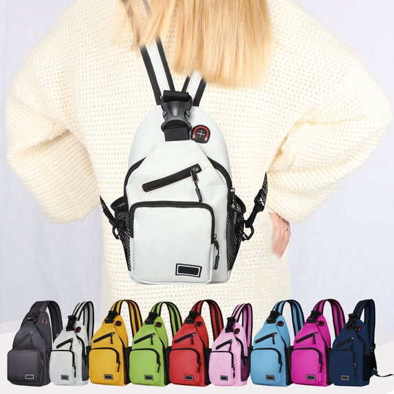 JVBTVB Women's Canvas Crossbody Bag with Multiple Pockets Adjustable Chest Pack for Travel Hiking Casual Daily Use 7.8in