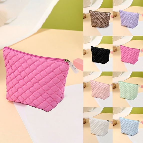 JVBTVB Women's Corduroy Handbag Quilted Makeup Bag Portable Travel Storage Pouch Purse for Daily Use Teen Girls Gift 7.48x3.54x5.12 Inches