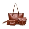 thumbnail image 1 of JVBTVB Women's Handbag Purse Set 4 Piece Vintage Oiled Leather Tote Shoulder Crossbody Bags Large Capacity Set with Wallet Cardholder, 1 of 9