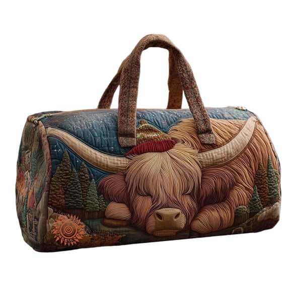 JVBTVB Women's Highland Cow Quilted Tote Bag Small Travel Handbag Purse For Daily Use Business Trip Airplane Carry On