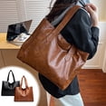 thumbnail image 1 of JVBTVB Women's PU Leather Tote Bag Large Capacity Shoulder Handbag Simple Striped Shopper Purse For Work Travel Daily Use 12. 6 inch, 1 of 9