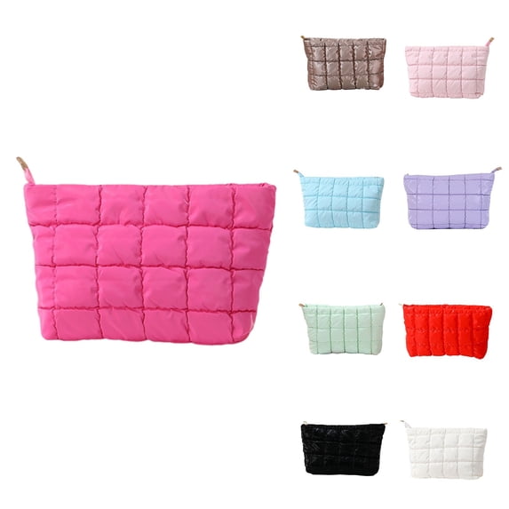 JVBTVB Women's Quilted Corduroy Handbag Travel Makeup Cosmetic Bag Soft Casual Shoulder Purse Compact Travel Storage Organizer Pouch For Daily Use & Gift