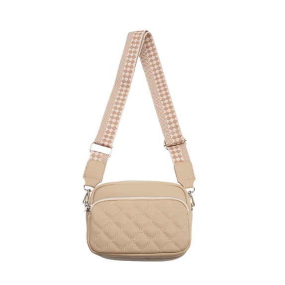 JVBTVB Women's Quilted Crossbody Bag Faux Leather Checkered Strap Small Shoulder Purse For Everyday Travel Work