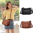 thumbnail image 1 of JVBTVB Women's Vintage Washed Leather Multi-Compartment Crossbody Cell Phone Bag Large Capacity Shoulder Purse with Coin Pocket for Daily Use 9in(L)*4.7in(W)*6.7in(H), 1 of 6