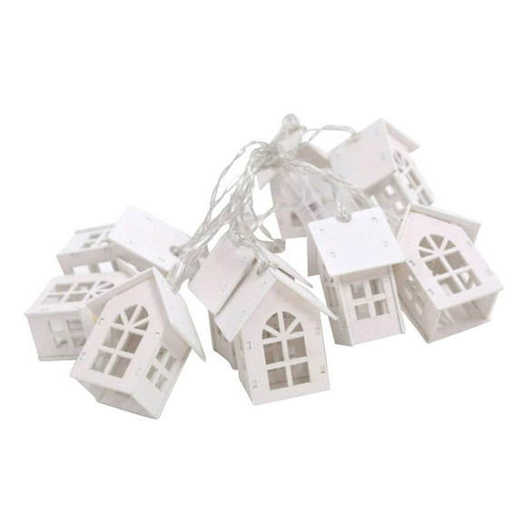 JVBTVB Wooden House String Lights 2ft 10 LED USB Powered Fairy Lights for Bedroom, Christmas Tree, Holiday Decor, Mini House Fairy Light Garland