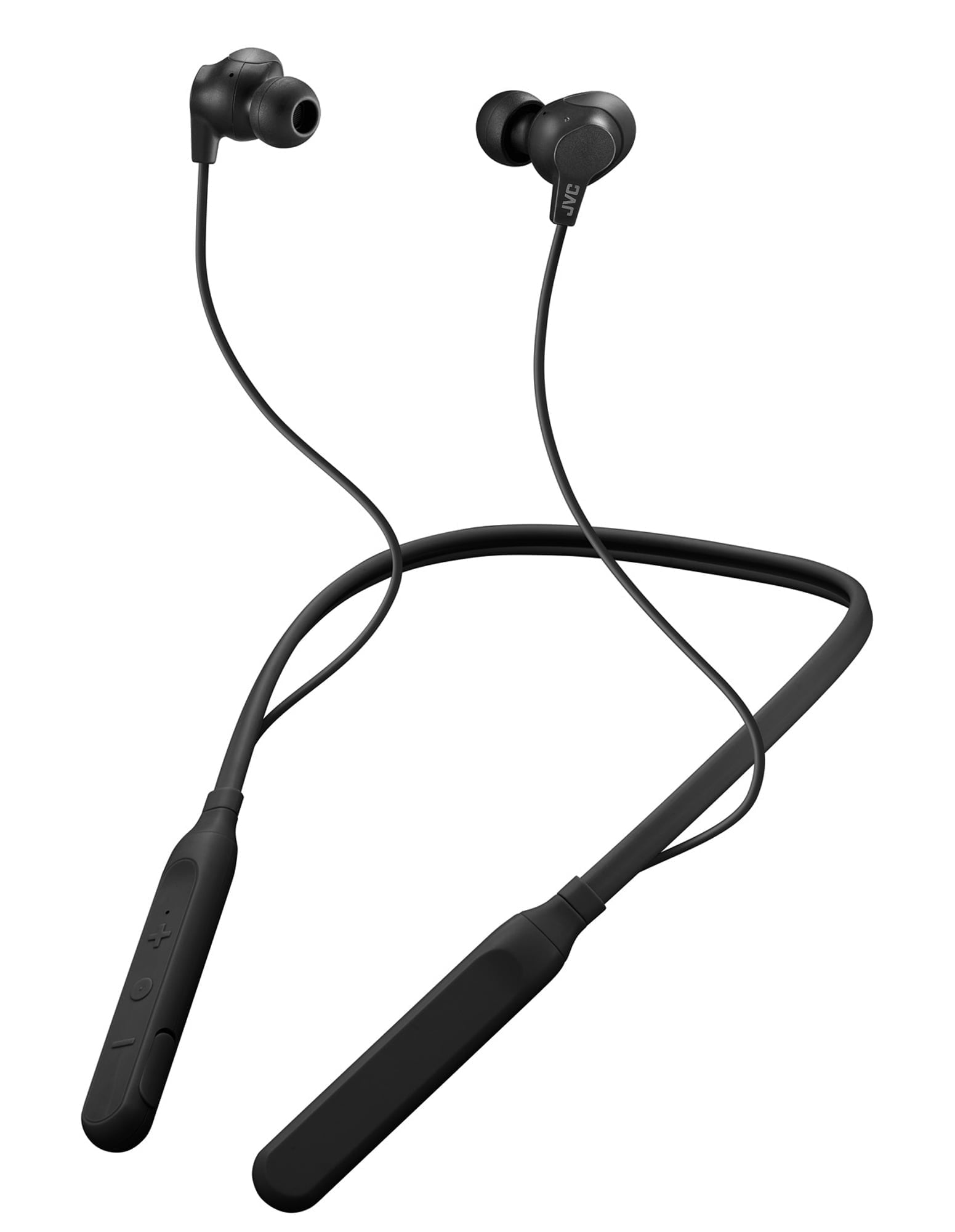 JVC Air Cushion Wireless Earbuds Headphones, Bluetooth 5.0, Water Resistant IPX4, Long Life Battery (up to 24 Hours), 3-Button Remote with mic - HAFX41WB, Black, Medium