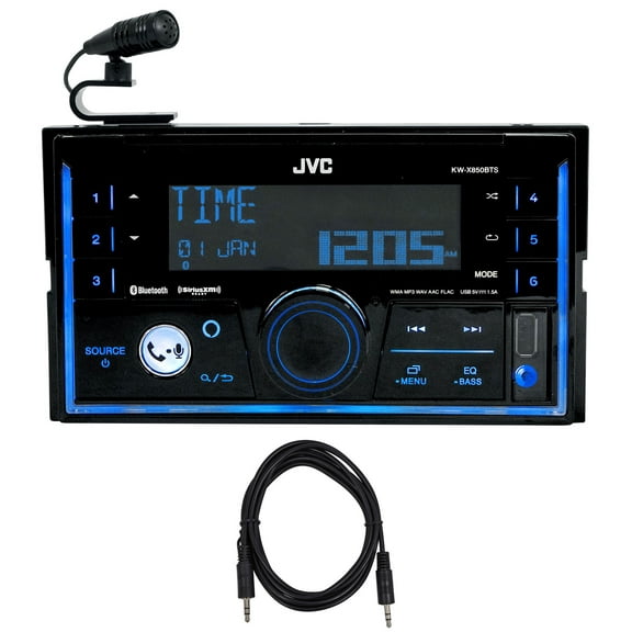JVC Alexa KW-X850BTS Bluetooth USB 2-Din Car Stereo Receiver with Aux Cable
