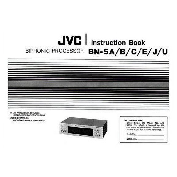 Instruction Manual ONLY for JVC BN-5A B C E J U Processor Owners Instruction Manual REPRINT