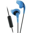 thumbnail image 1 of "JVC Blue and Black Nozzel Secure Comfort Fit Sweat Proof Gumy Sport Earbuds with long colored cord Remote and Mic HA-ENR15A ", 1 of 4