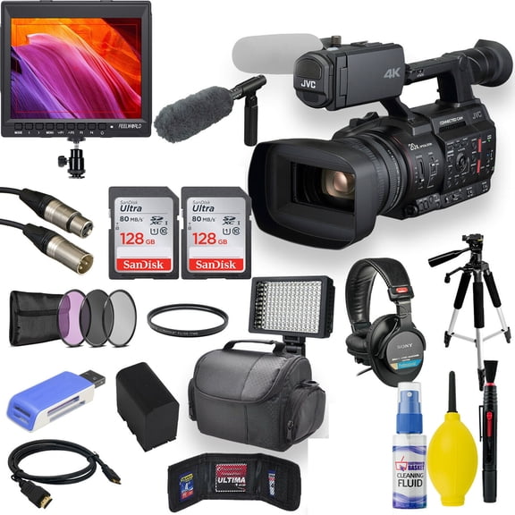 JVC GY-HC500U Handheld Connected Cam 1 4K Professional Camcorder with Field Monitor Mega Bundle