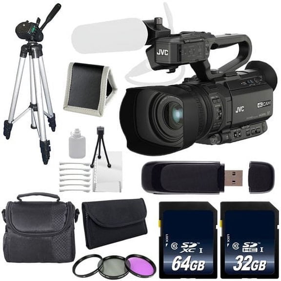 JVC GY-HM200 GYHM200 4KCAM Compact Handheld Camcorder + 32GB SDHC Class 10 Memory Card + 64GB SDXC Class 10 Memory Card
