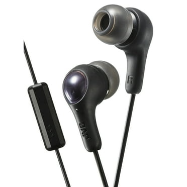 JVC Gumy Plus In Ear Earbuds Headphones with Mic and Remote, Powerful Sound, Comfortable and Secure Fit - HAFX7MB (Black)