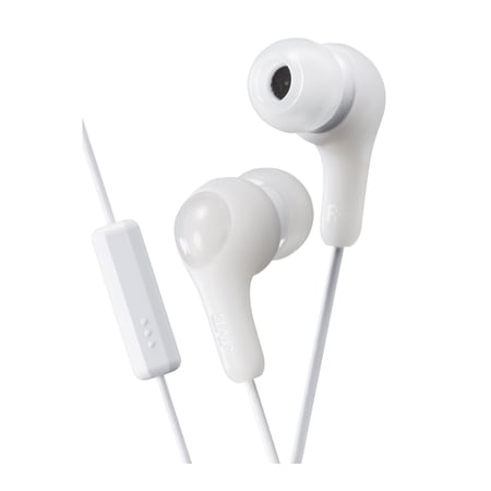 JVC Gumy Plus In Ear Earbuds Headphones with Mic and Remote, Powerful Sound, Comfortable and Secure Fit, HAFX7MW (White)