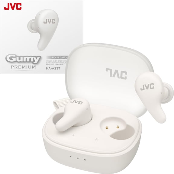 JVC Gumy Premium True Wireless Earbuds Noise Cancelling, Bluetooth 5.4 Headphones 26H Battery, ANC Ambient Mode, Gaming Low Latency, USB-C Case