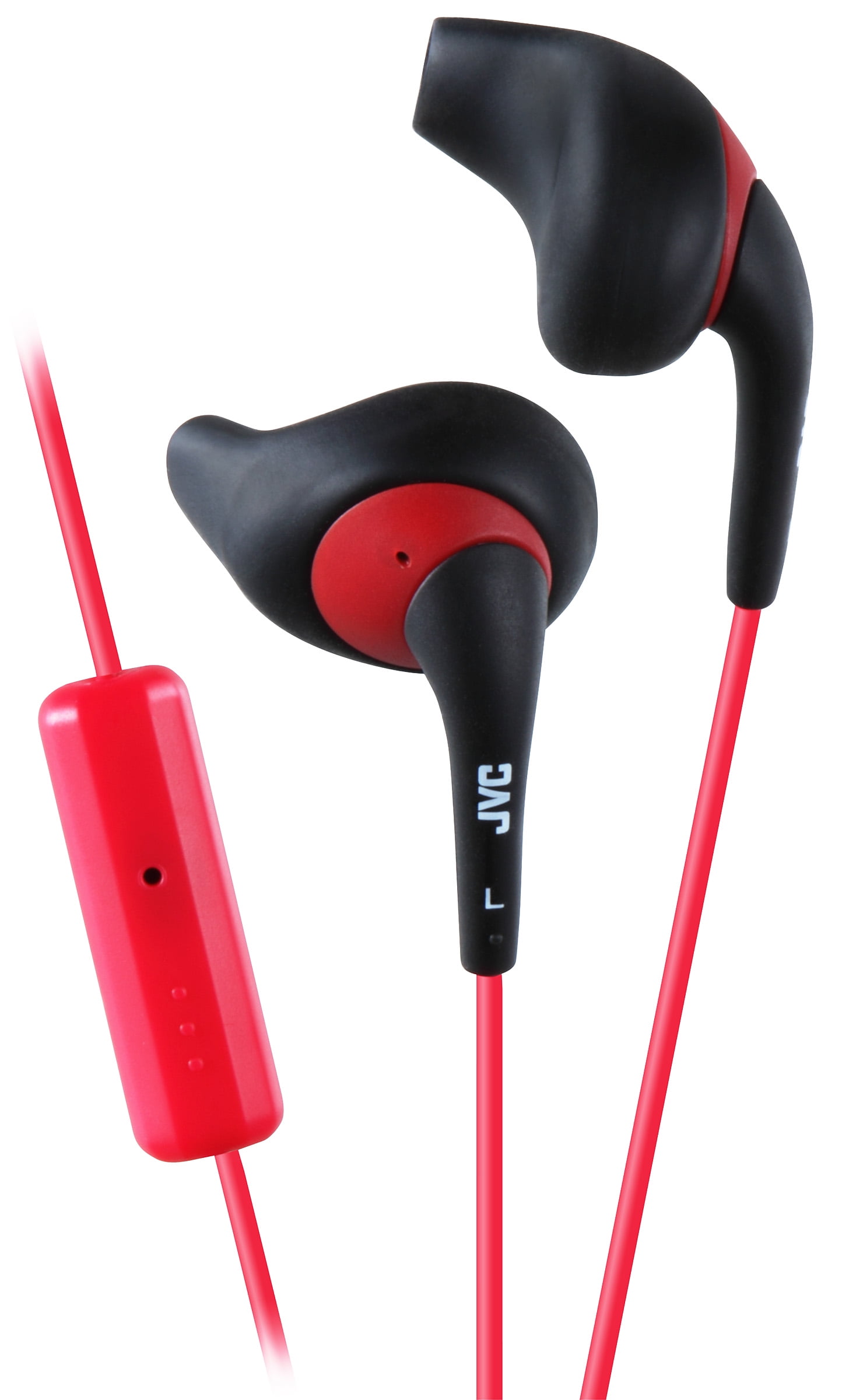 JVC Gumy Sport HA-ENR15 Earbuds - Nozzel Fit In Ear Headphones with Mic and  Remote, Sweat Proof, 3.3ft Color Cord with Slim Plug (Black/Red)