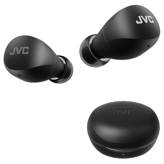 JVC Gumy mini TWS Bluetooth In-Ear Earbuds with Mics, On-Ear Controls, Charging Case, up to 23 Hours Play Time, 3 Sound Modes, IPX4, HA-A6T , Black