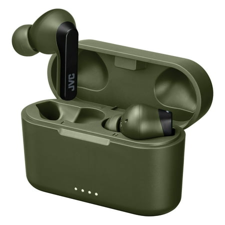 JVC HAA9TG RIPTIDZ Bluetooth Earbuds, True Wireless with Charging Case (Olive)