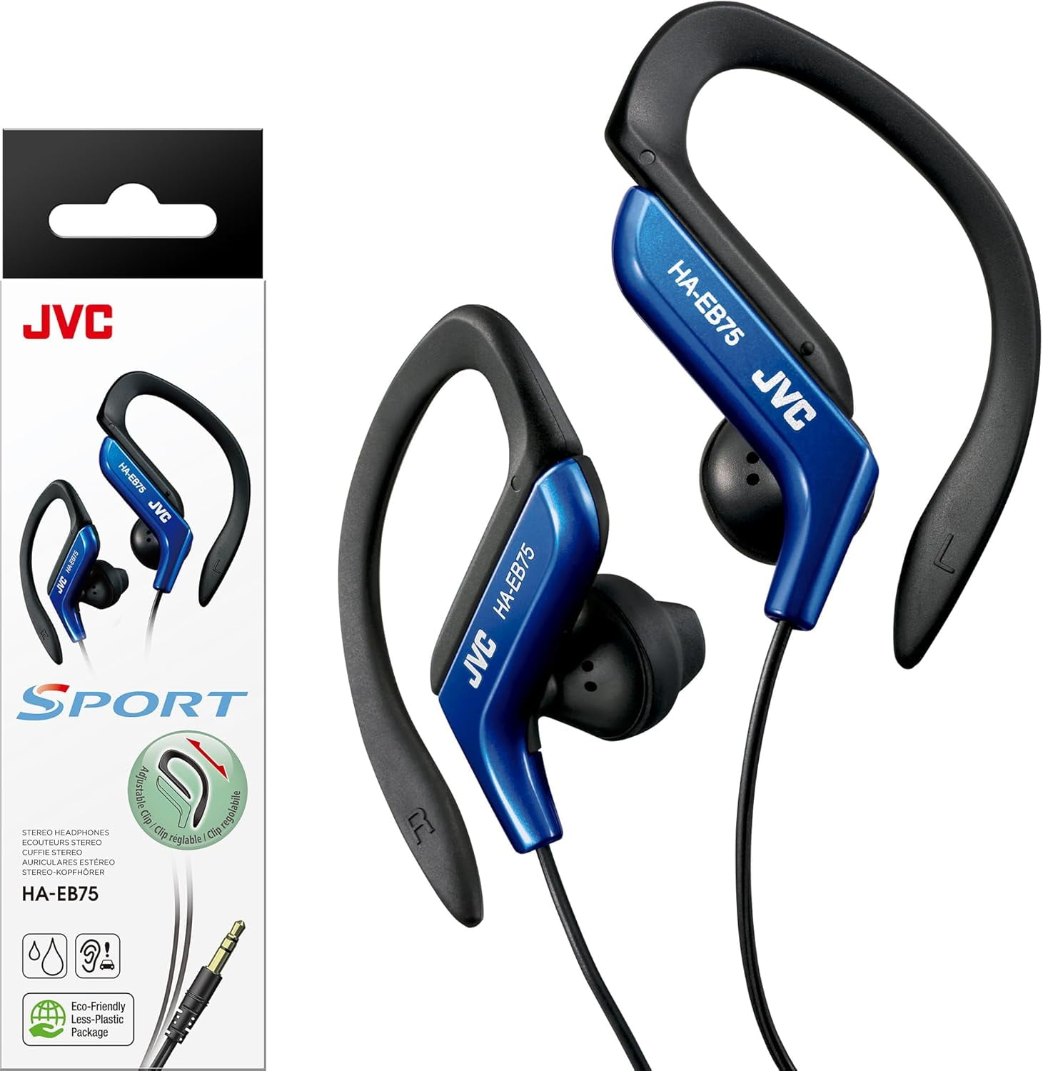 JVC HAEB75A Sports Ear-Clip Headphones, Bass Boost Earbuds with