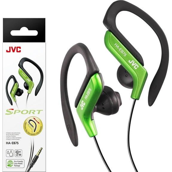 JVC HAEB75G Sports Clip Headphone, Green Small