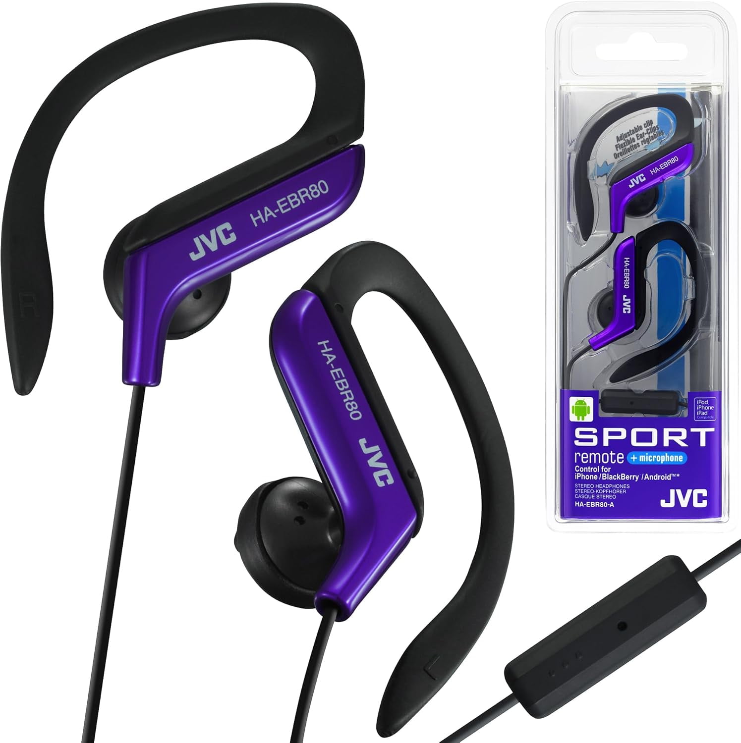 JVC HAEBR80A Sports Clip Headphones (Blue) - Walmart.com