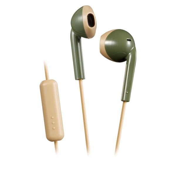 JVC HAF19MMGCE Khaki Stereo Sweat Splash Proof in Ear Headphones with 1 Button Remote and Microphone