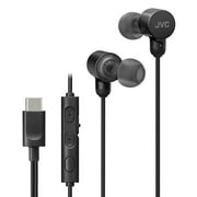 JVC Wired USB-C Earbuds - Noise Isolation - DAC - Hi-Res Audio - Built-in Mic with Mute - Comfortable Silicone Ear Tips - 3 Button Remote   Plug & Play - HAFR29UCB black